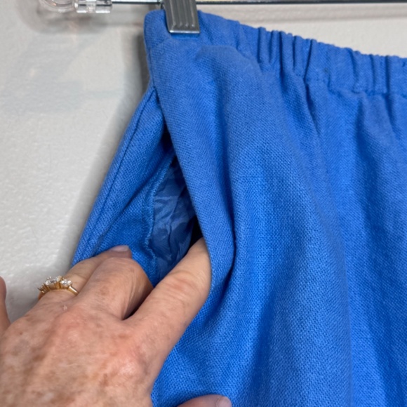 DIALOGUE Linen Blend Pant Suit Jacket Set Sz 8 Casual Open‎ Front Elastic Waist - Picture 9 of 11